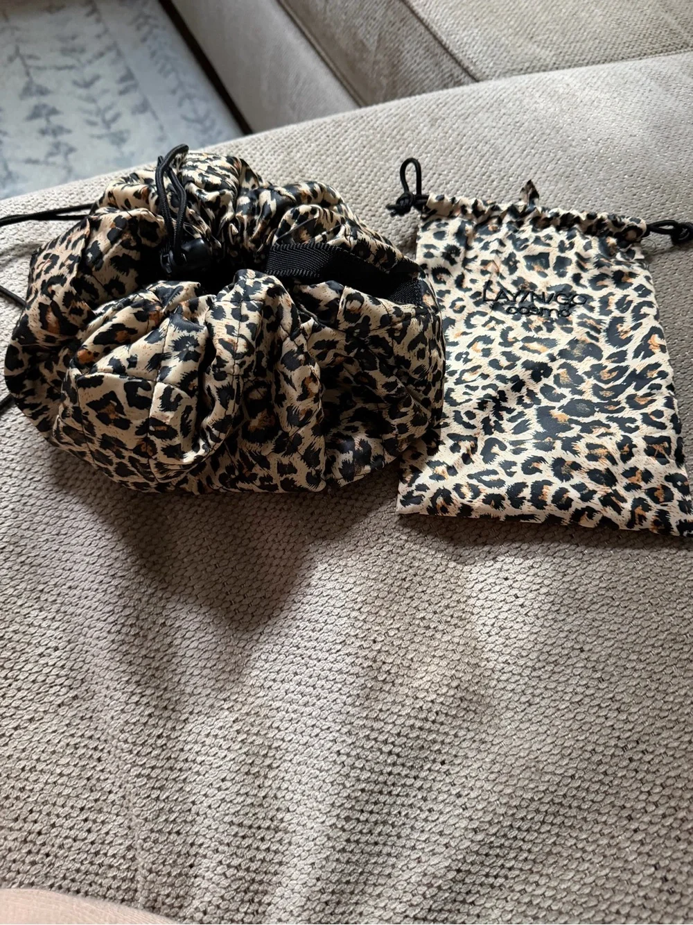 LAYN/GO Leopard Print Lay-n-Go Cosmetic Bag - Brown/Black